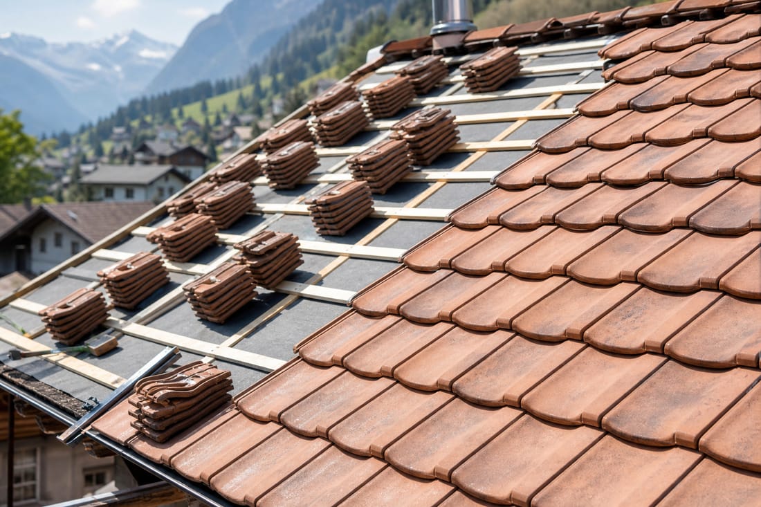 Exemple : couverture en tuiles lors d'une rénovation de toiture
